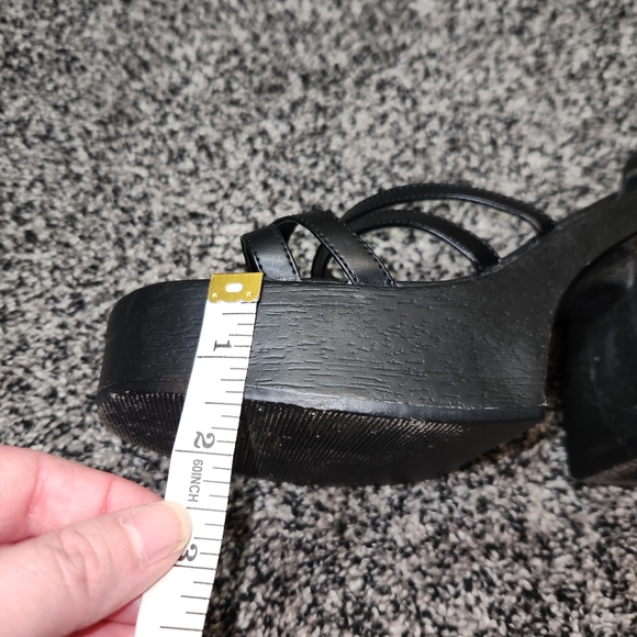 soda chunky Black Strappy sandals Thick Retro Y2k 90s*please See Photos For Size - Picture 12 of 16